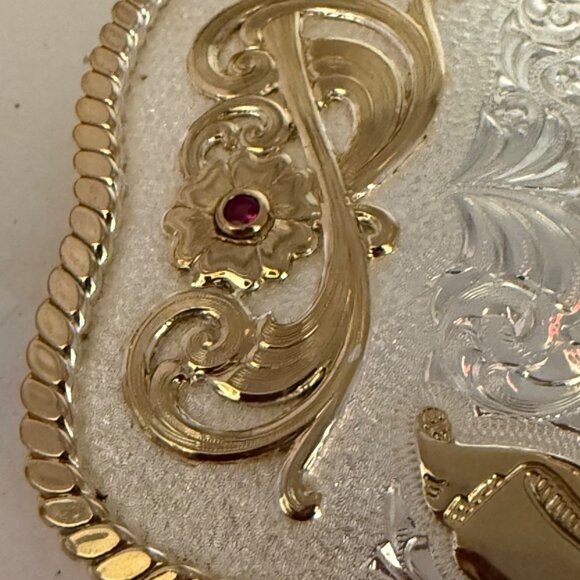 Vtg 1982 Siskiyou End of the Trail Belt Buckle Native American Indian Western - Picture 5 of 9